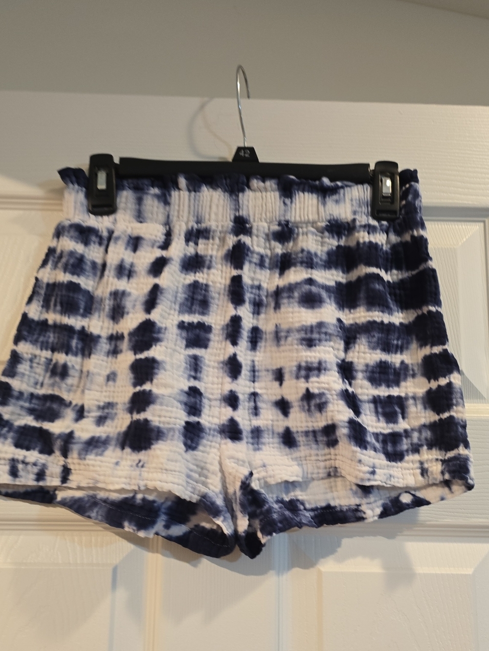 BB Dakota Navy & White Tie-Dye High Waist Shorts